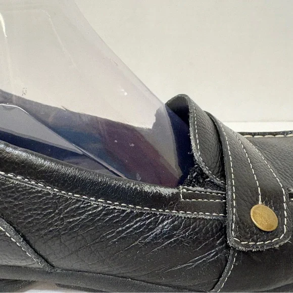 Skechers black leather relaxed fit memory foam slip-on loafers shoes size 8 - Picture 4 of 10